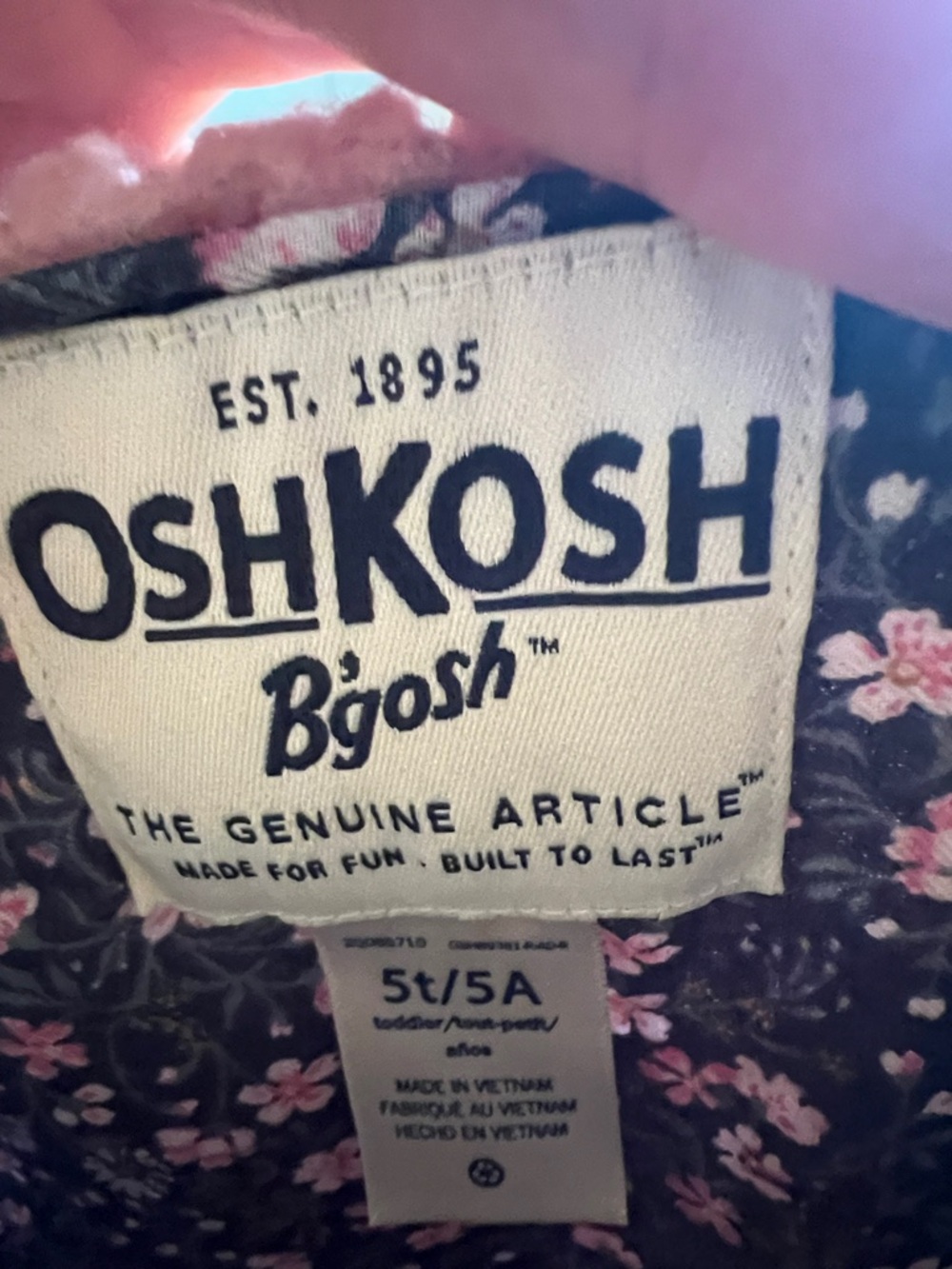 OshKosh B'gosh Girls White Long Sleeve Tee with Pink Sherpa Vest - Picture 5 of 5